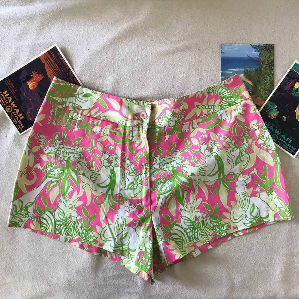 Lilly Pulitzer Pink and Green Floral Shorts
